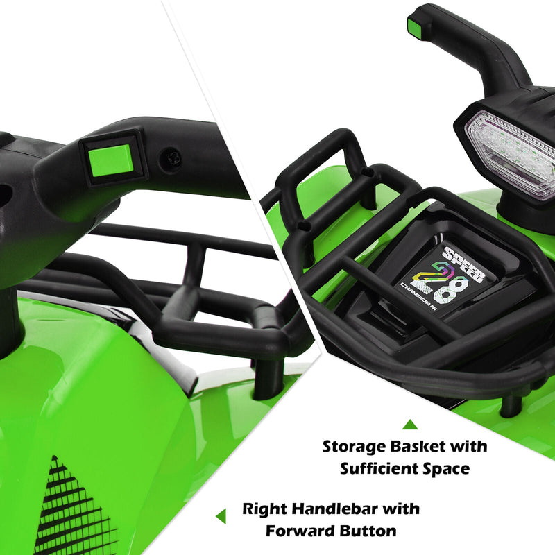 Load image into Gallery viewer, Green 6V ATV Quad Ride-On Car for Kids with Music, Horn, and LED Lights
