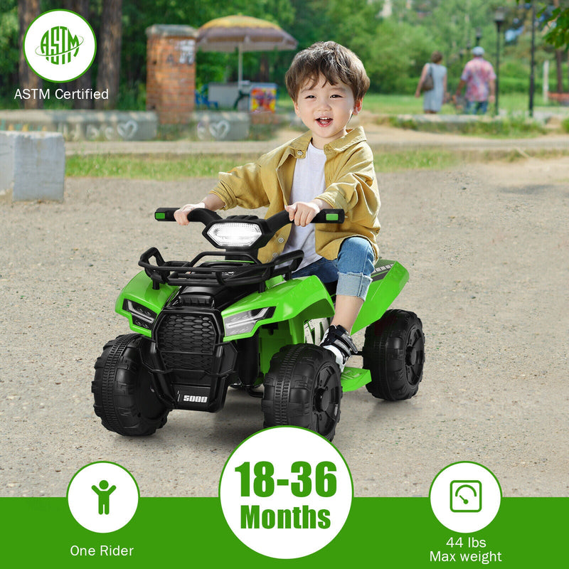 Load image into Gallery viewer, Green 6V Kids ATV Quad Electric Ride On Car Toy with LED Light and MP3 Player for Toddlers
