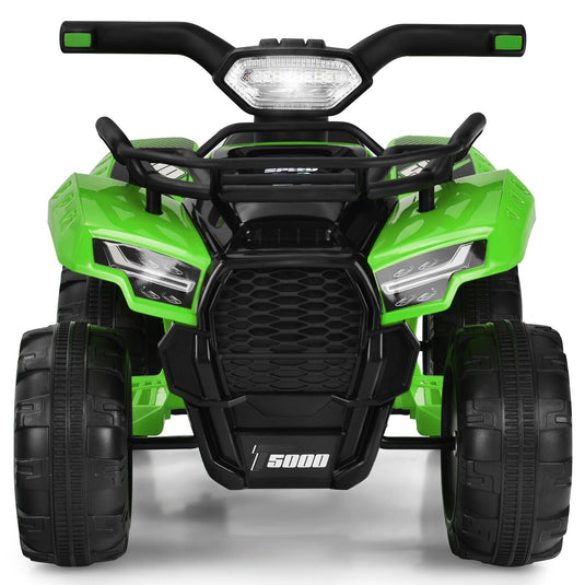 Green 6V Kids ATV Quad Electric Ride On Car Toy with LED Light and MP3 Player for Toddlers