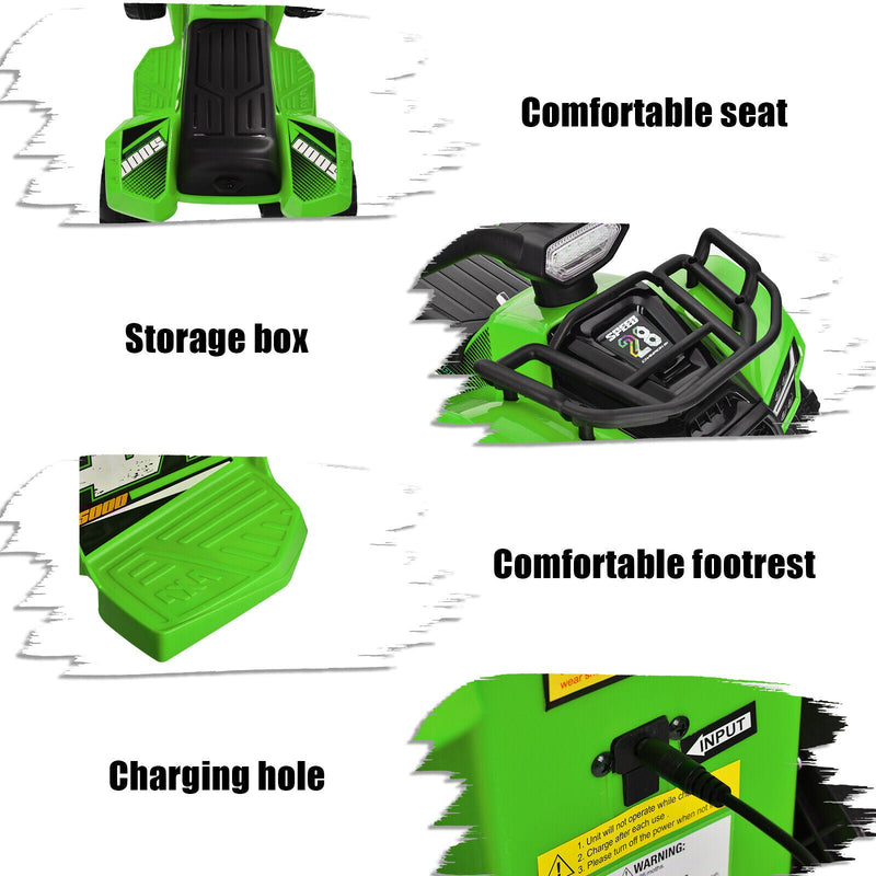 Load image into Gallery viewer, Green 6V Kids ATV Quad Electric Ride On Car with MP3 Player and LED Lights for Toddlers
