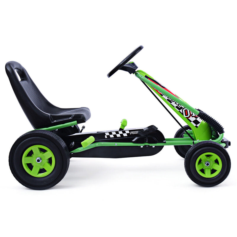 Load image into Gallery viewer, Green Adjustable Seat Pedal-Powered Kids Go Kart with 4 Wheels
