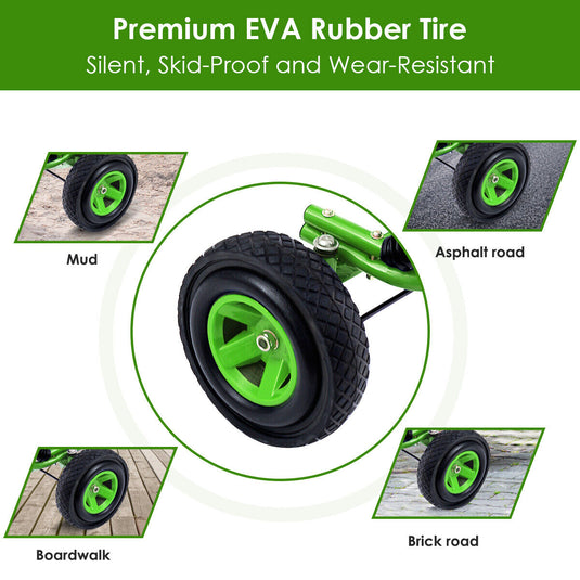 Green Adjustable Seat Pedal-Powered Kids Go Kart with 4 Wheels - Honeyjoy Ride On Toy