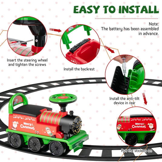 Green Electric Kids Train Toy with Unique Design and Stickers