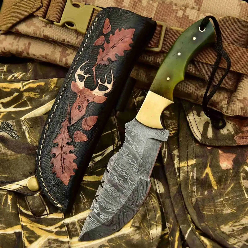 Load image into Gallery viewer, Canyon Tracker Survival Knife Damascus Steel Multiple Handle Colors | JW SteelCrafts
