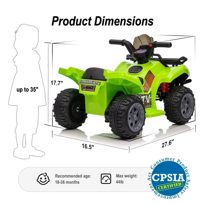 Load image into Gallery viewer, Green Hikiddo Kids ATV 6V Ride On Toy Car with Music for Toddlers
