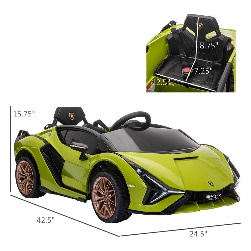Load image into Gallery viewer, Green Lamborghini SIAN 12V Kids Ride On Car with Remote Control - Rechargeable Toy
