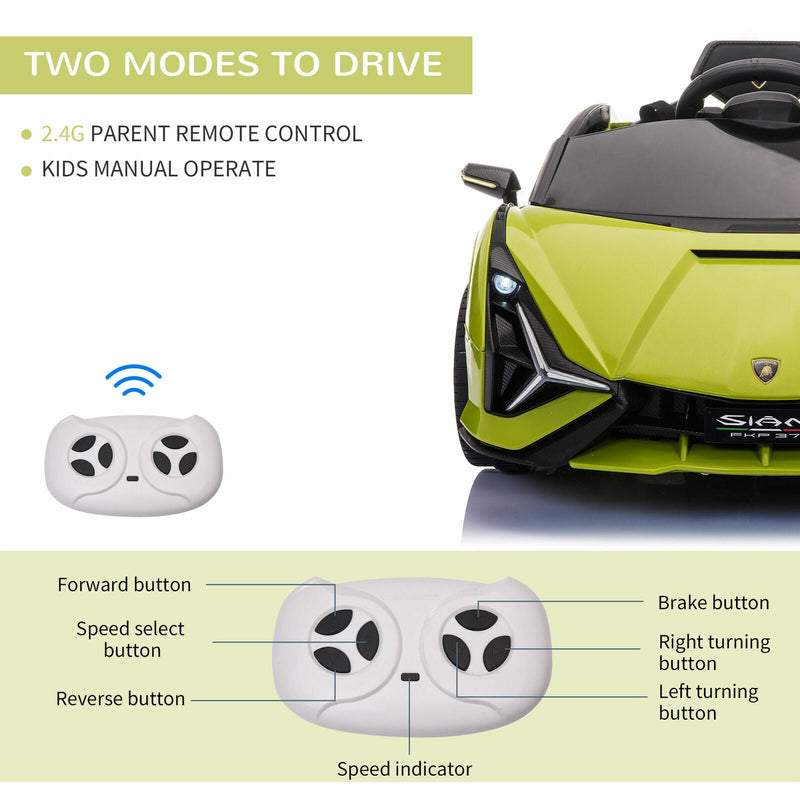 Load image into Gallery viewer, Green Lamborghini SIAN 12V Kids Ride On Car with Remote Control - Rechargeable Toy
