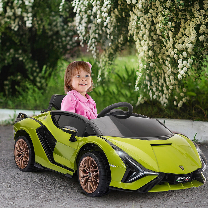 Load image into Gallery viewer, Green Lamborghini SIAN 12V Kids Ride On Car with Remote Control - Rechargeable Toy
