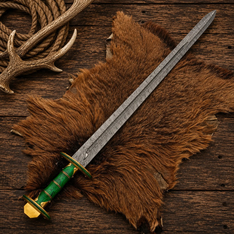 Load image into Gallery viewer, Sword Damascus Steel Verdantfang Viking Long Blade with Sheath

