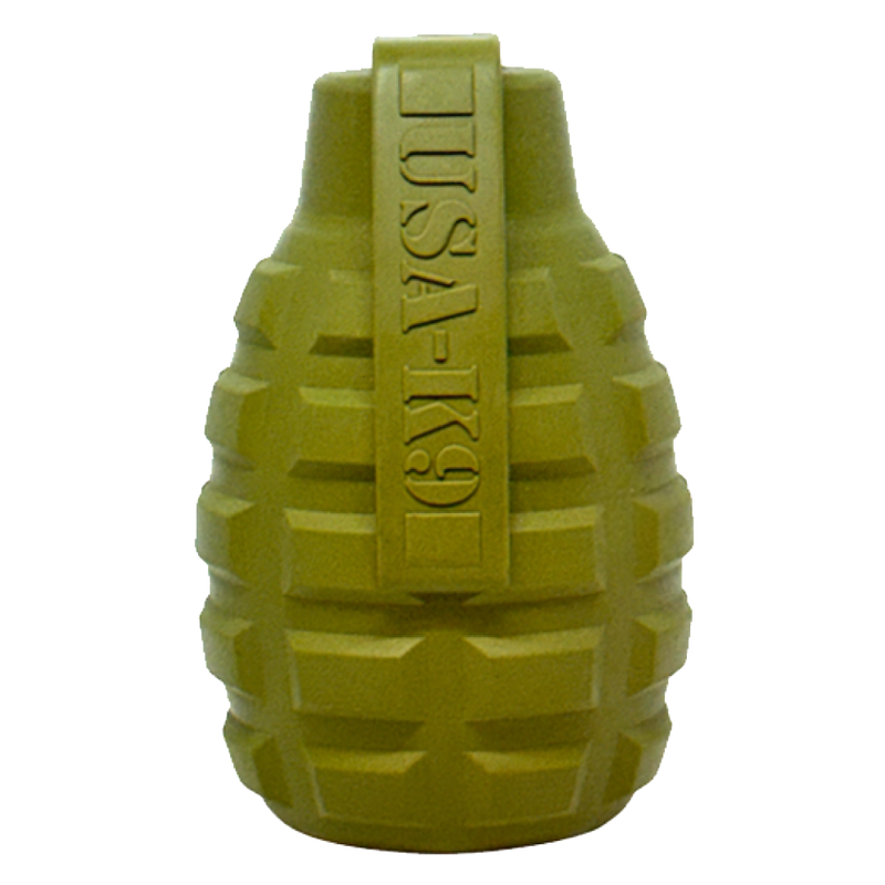 Load image into Gallery viewer, USA-K9 Grenade Shaped eDispenser Durable Dog Chew Toy &amp; Treat Dispenser - Army Green
