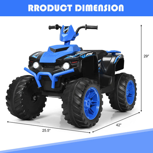 Gymax 12V Electric Kids ATV 4-Wheeler Quad with Music and LED Lights in Navy