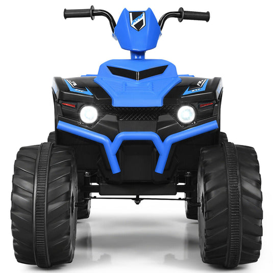 Gymax 12V Electric Kids ATV 4-Wheeler Quad with Music and LED Lights in Navy