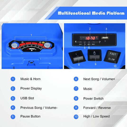 Gymax 12V Electric Kids ATV 4-Wheeler Quad with Music and LED Lights in Navy