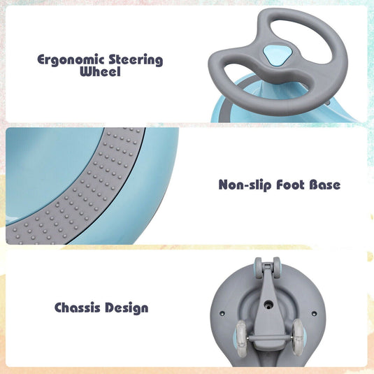 Gymax Kids' Blue Wiggle Car with Flashing Wheels - Fun Ride-on Toy for Toddlers and Kids