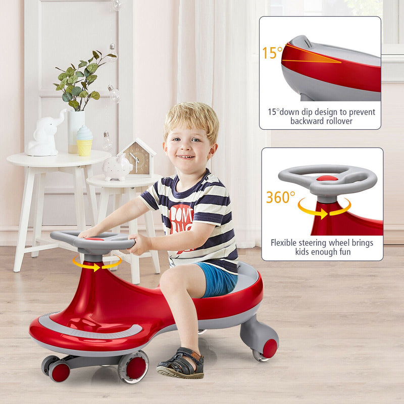 Load image into Gallery viewer, Gymax Kids&#39; Red Wiggle Car with Flashing Wheels - Fun Ride-on Toy for Toddlers and Kids

