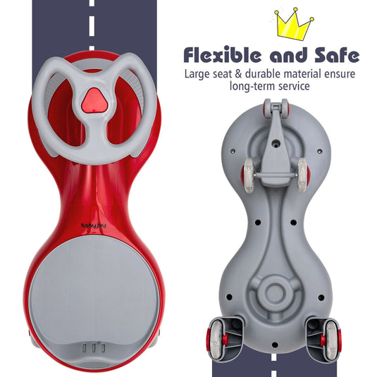 Gymax Kids' Red Wiggle Car with Flashing Wheels - Fun Ride-on Toy for Toddlers and Kids