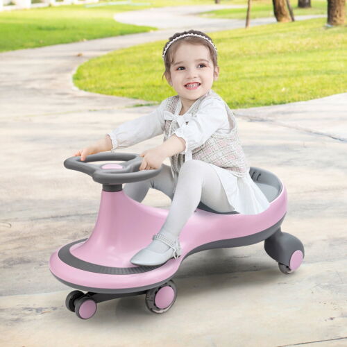 Load image into Gallery viewer, Gymax Pink Wiggle Car Ride-on Toy with Flashing Wheels for Toddlers and Kids
