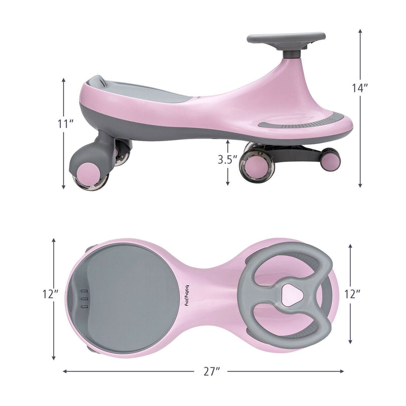 Load image into Gallery viewer, Gymax Pink Wiggle Car Ride-on Toy with Flashing Wheels for Toddlers and Kids
