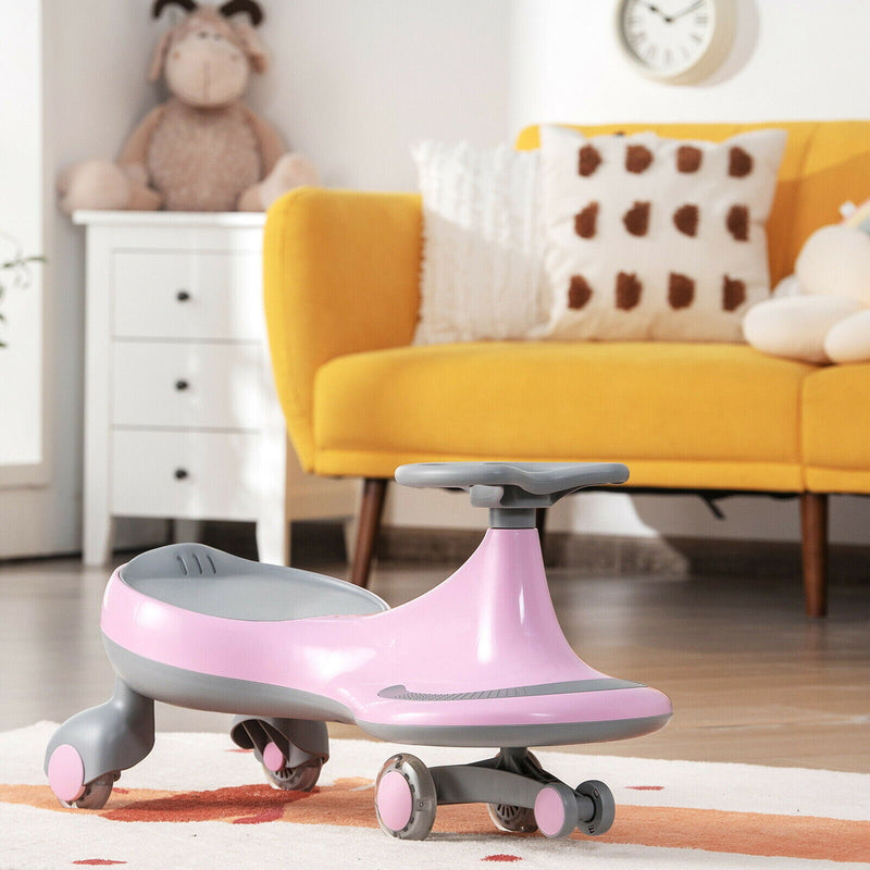 Load image into Gallery viewer, Gymax Pink Wiggle Car Ride-on Toy with Flashing Wheels for Toddlers and Kids
