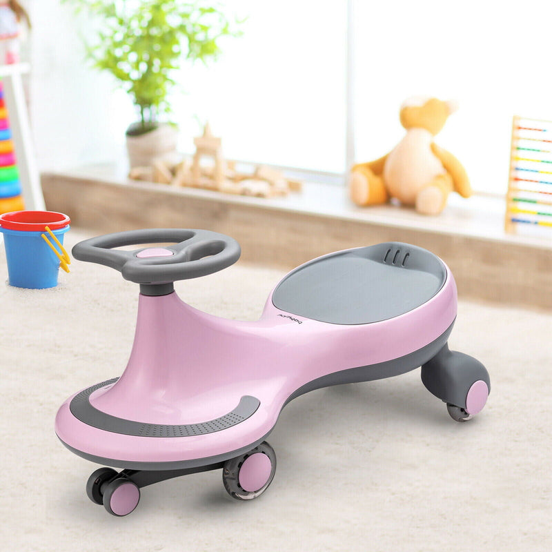 Load image into Gallery viewer, Gymax Pink Wiggle Car Ride-on Toy with Flashing Wheels for Toddlers and Kids
