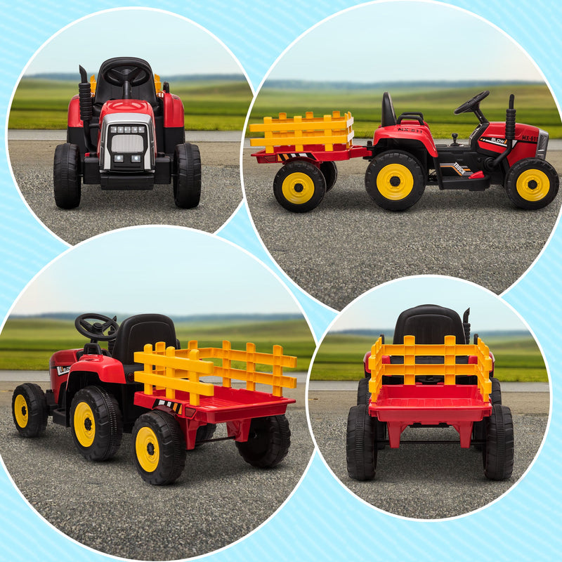 Load image into Gallery viewer, 12V Electric Tractor with Trailer and Dual Motors for Kids
