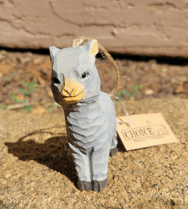 Load image into Gallery viewer, Hand-Carved Wooden Alpaca Ornaments
