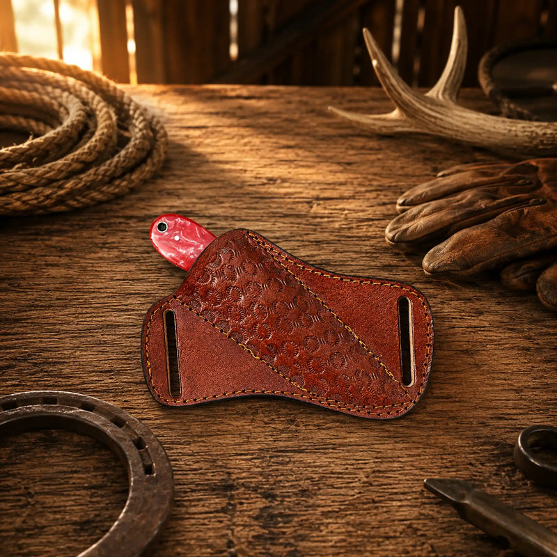 Load image into Gallery viewer, Hand-Forged Rasp Steel Cowboy Skinning Knife – Epoxy Resin Handle &amp; Pancake Leather Sheath
