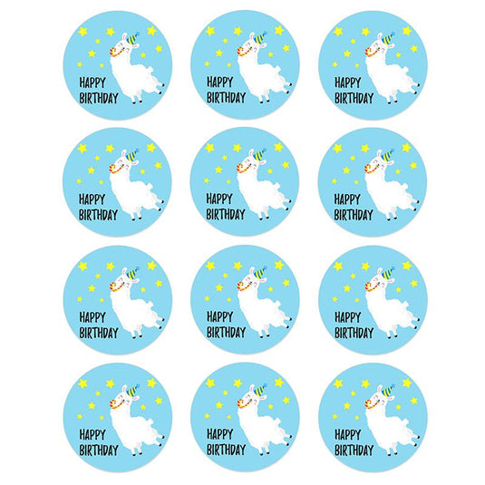 Happy Alpaca Birthday Stickers