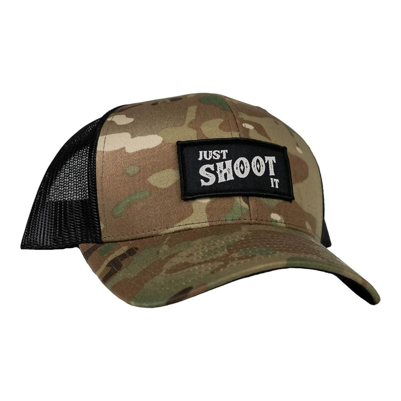 Load image into Gallery viewer, Just Shoot It Patch Snapback Hat

