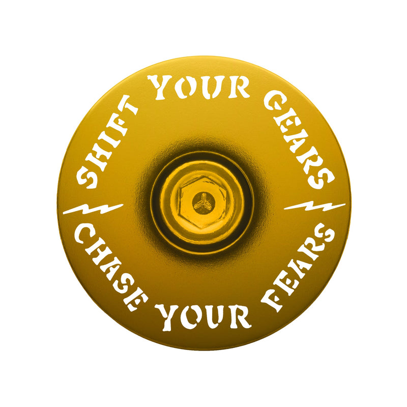 Load image into Gallery viewer, Chase Your Fears Go Fast Don't Die x Dispatch - Custom Bicycle Headset Cap
