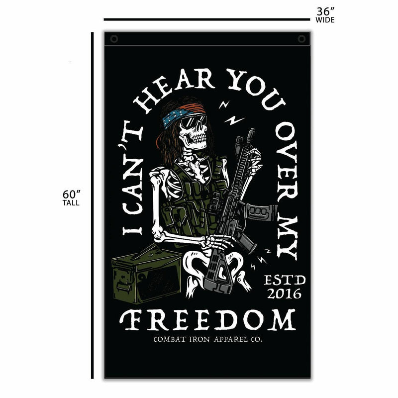 Load image into Gallery viewer, I Can&#39;t Hear You Over All My Freedom AR Guitar Rocker 3&#39; X 5&#39; Wall Flag
