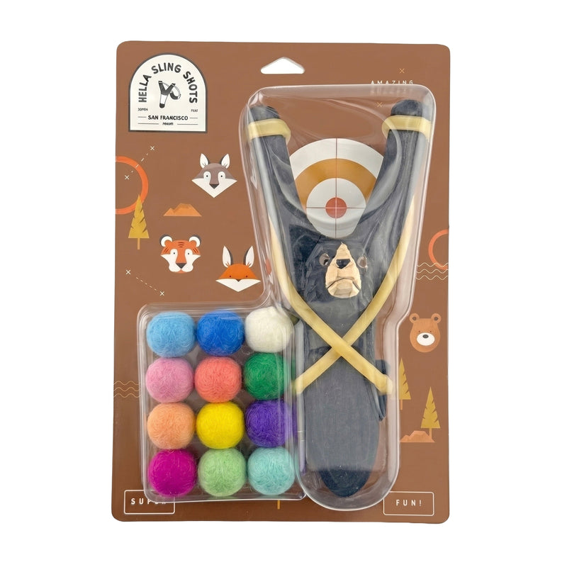Load image into Gallery viewer, Wooden Bear Slingshot + Felt Ammo
