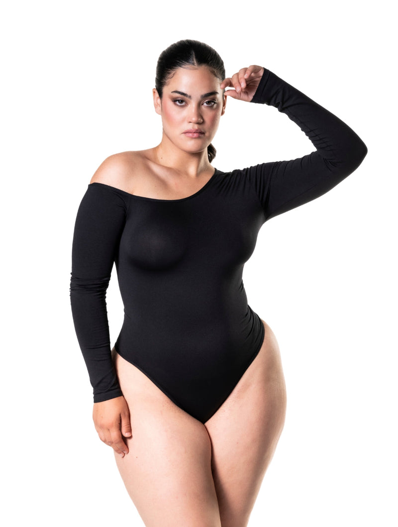Load image into Gallery viewer, One Shoulder Long Sleeve Thong Bodysuit
