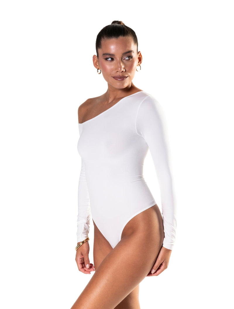 Load image into Gallery viewer, One Shoulder Long Sleeve Thong Bodysuit
