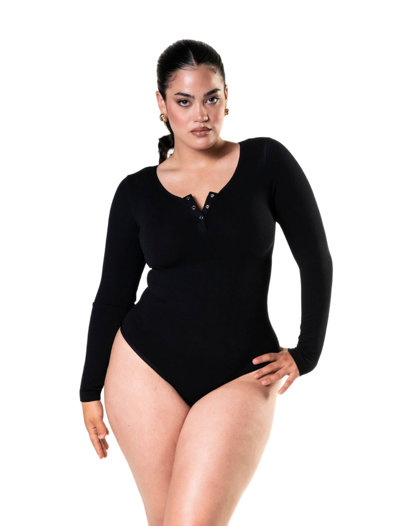 Load image into Gallery viewer, Seamless Long Sleeve Thong Bodysuit
