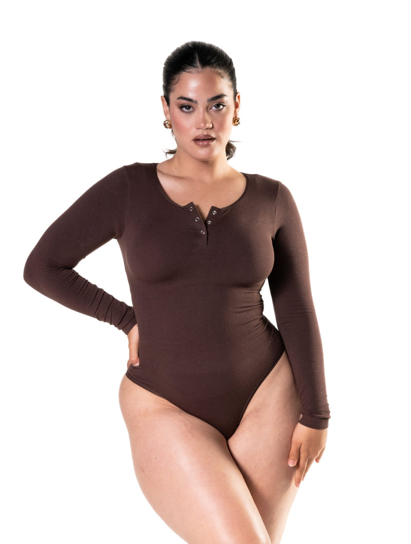 Load image into Gallery viewer, Seamless Long Sleeve Thong Bodysuit
