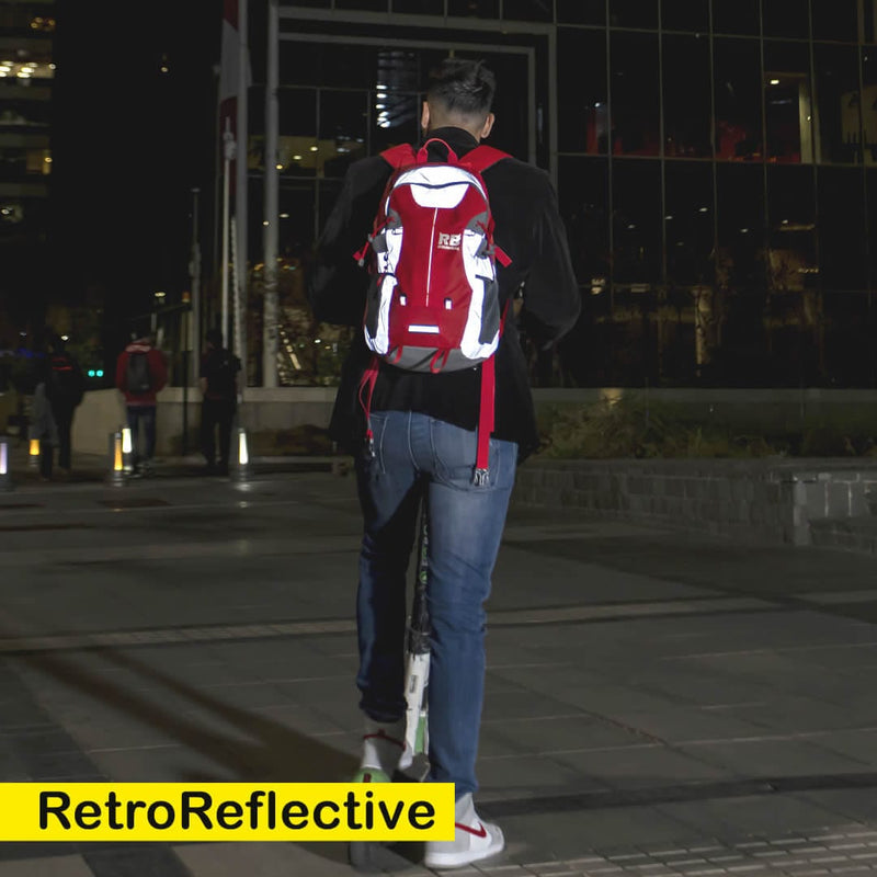 Load image into Gallery viewer, High Visibility Red Reflective Commuter Bike Backpack | Riderbag Reflektor35
