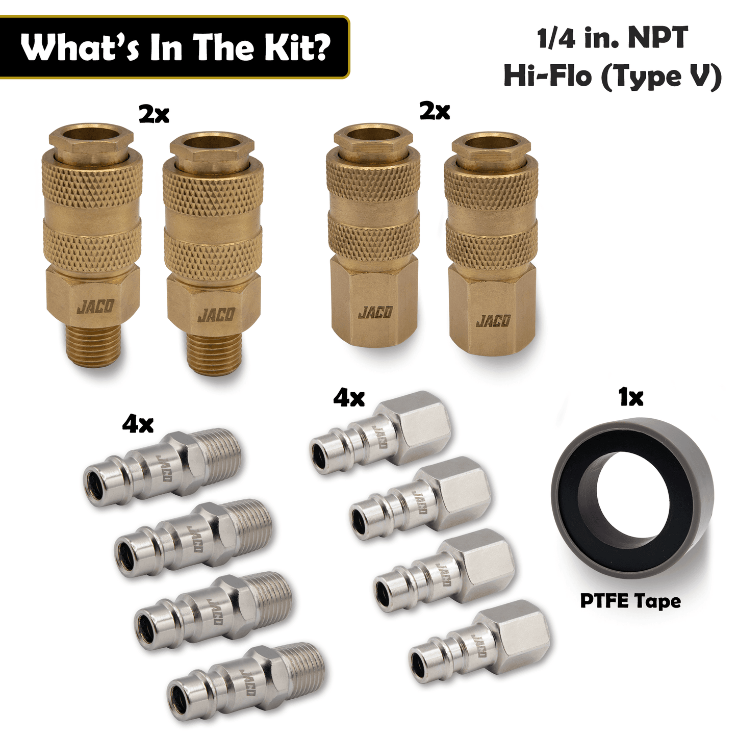 Hi-Flo Quick Connect Air Fittings | Plug & Coupler Kit - 1/4" NPT (Set of 12) - Skoutley Outdoors LLC