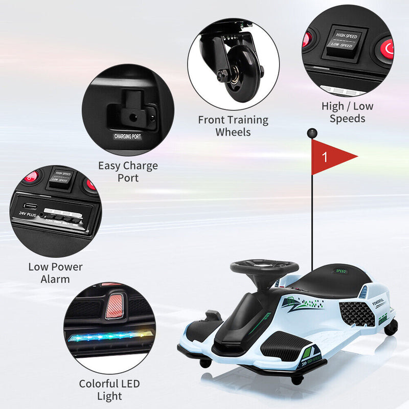 Load image into Gallery viewer, High-Speed Drift Ride-On Car for Kids with Music and LED Lights - 24V
