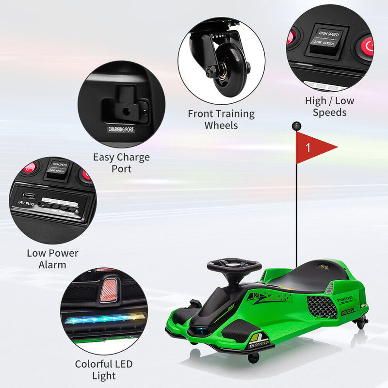 Load image into Gallery viewer, High-Speed Drift Ride-On Car for Kids with Music and LED Lights - 24V
