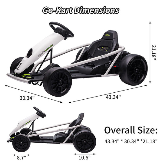 High-Speed Electric Go Kart with Music & Horn for Kids 8-12 Years - Drift in Style!
