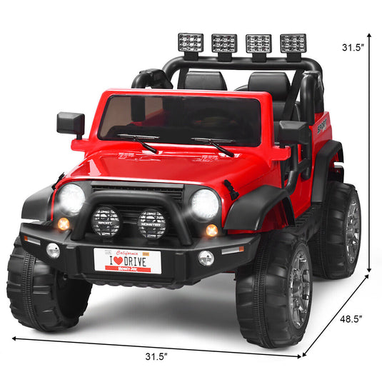 HoneyJoy 12V 2-Seater RC Electric Truck for Kids with Storage - Red