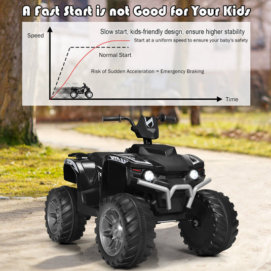 HoneyJoy 12V Kids ATV Quad Ride On Car with LED Light & Music - Black