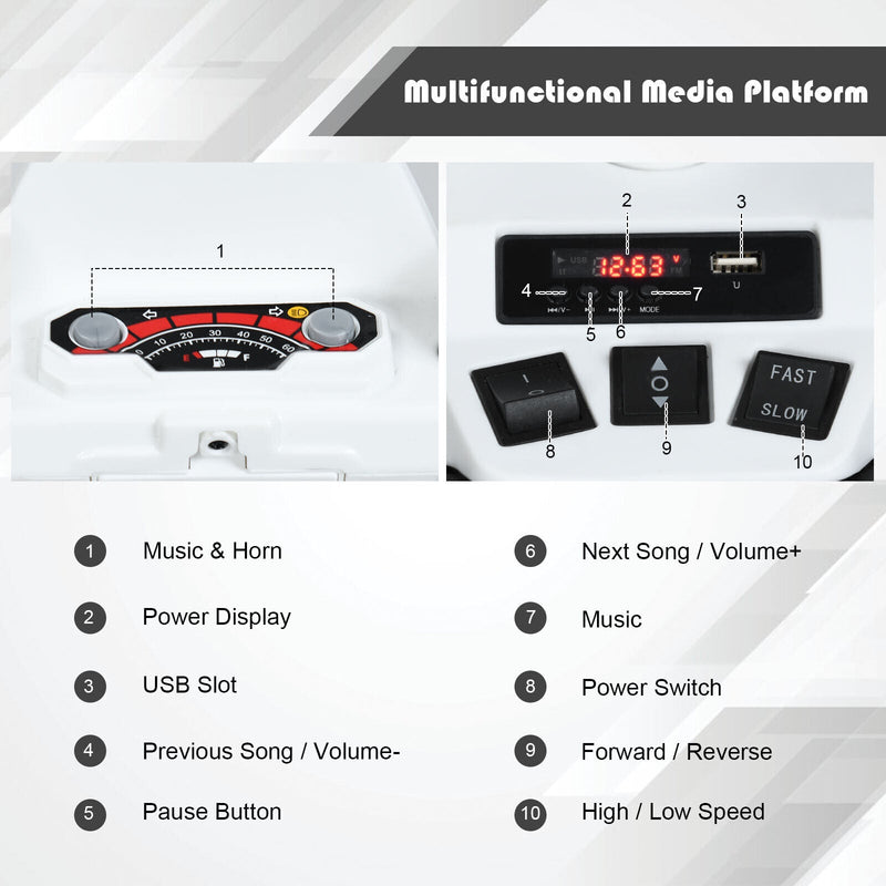 Load image into Gallery viewer, HoneyJoy 12V Kids ATV Quad Ride On Car with LED Light &amp; Music - White
