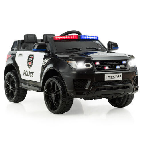 Load image into Gallery viewer, HoneyJoy 12V Kids Police Ride On Car with Remote Control, LED Lights, and Siren - Black
