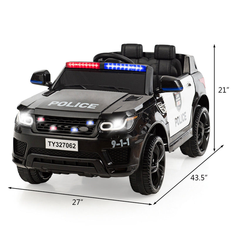 Load image into Gallery viewer, HoneyJoy 12V Kids Police Ride On Car with Remote Control, LED Lights, and Siren - Black
