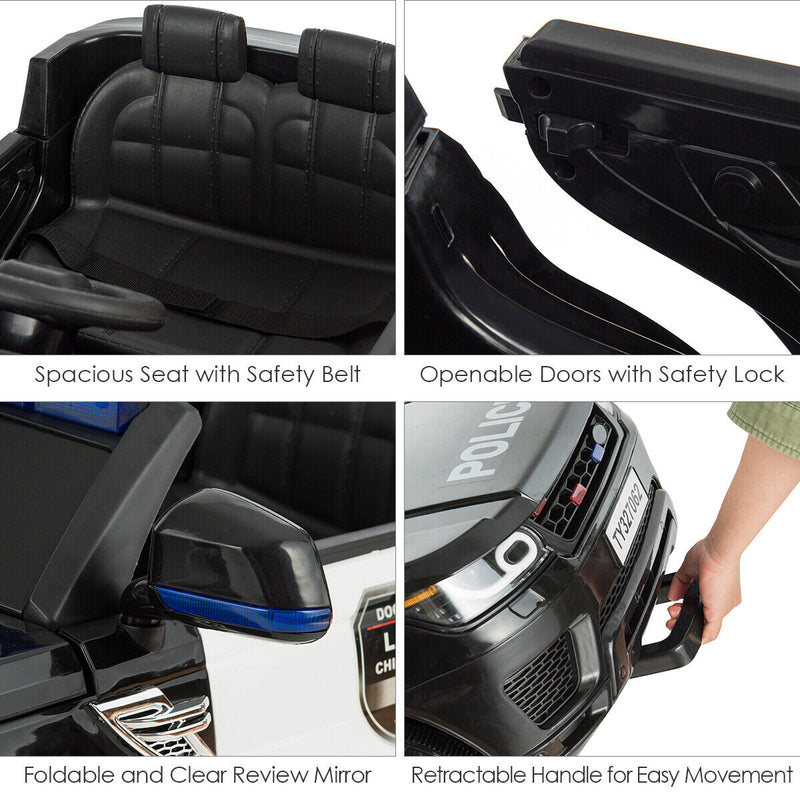 Load image into Gallery viewer, HoneyJoy 12V Kids Police Ride On Car with Remote Control, LED Lights, and Siren - Black
