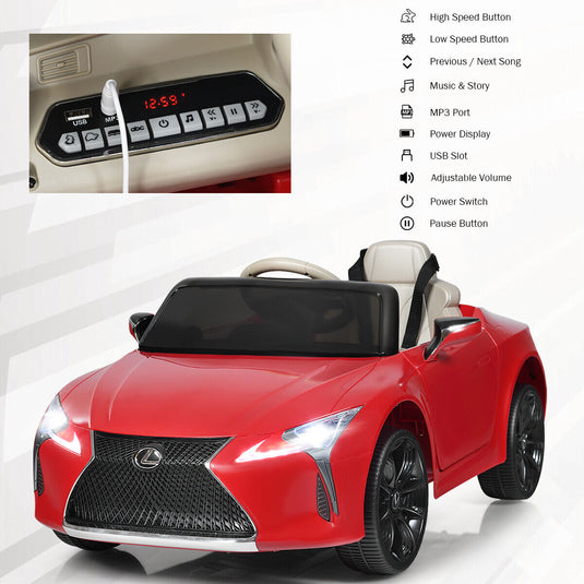 HoneyJoy 12V Kids Ride on Car Lexus LC500 Licensed Electric Vehicle with Remote Control - Red