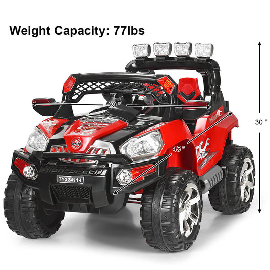 HoneyJoy 12V Kids Ride On Truck Car SUV with Remote Control, LED Lights, and MP3 Player - Perfect Christmas Gift
