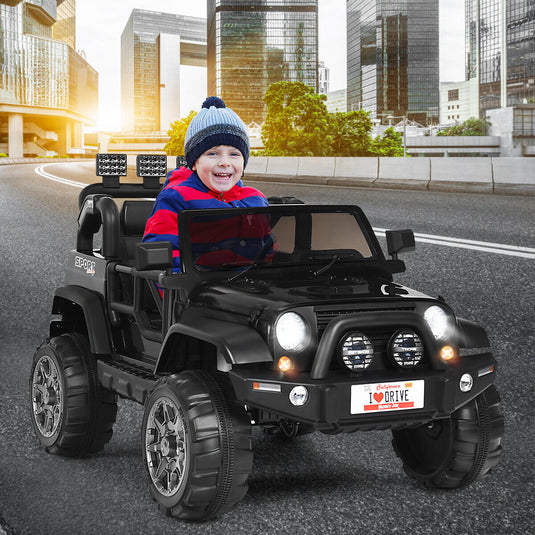 HoneyJoy 12V Kids Ride On Truck with Remote Control and Storage - Black